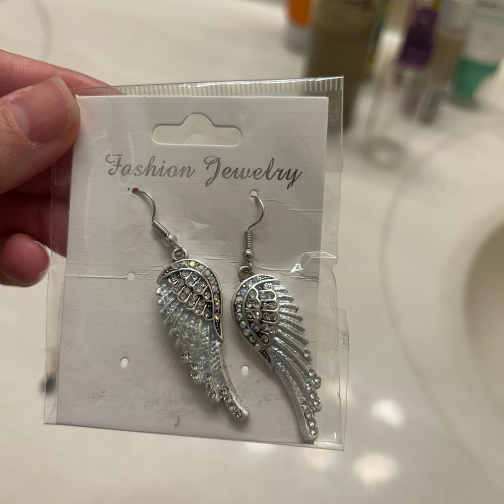 Silver Angel Wing Earrings
